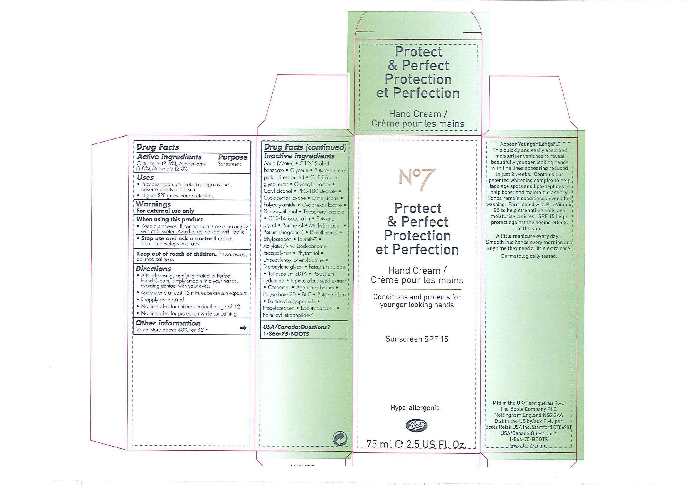 No7 Protect and Perfect Hand Cream Sunscreen SPF 15